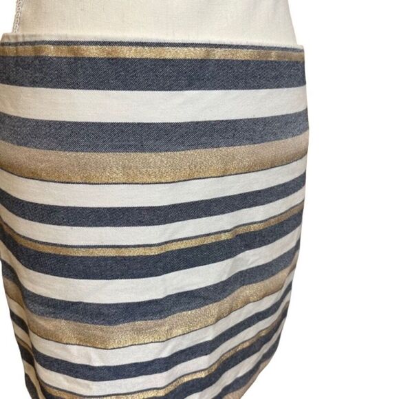 J.Crew Women's Gold and Blue Stripe Mini Skirt Size 8 - Picture 2 of 8